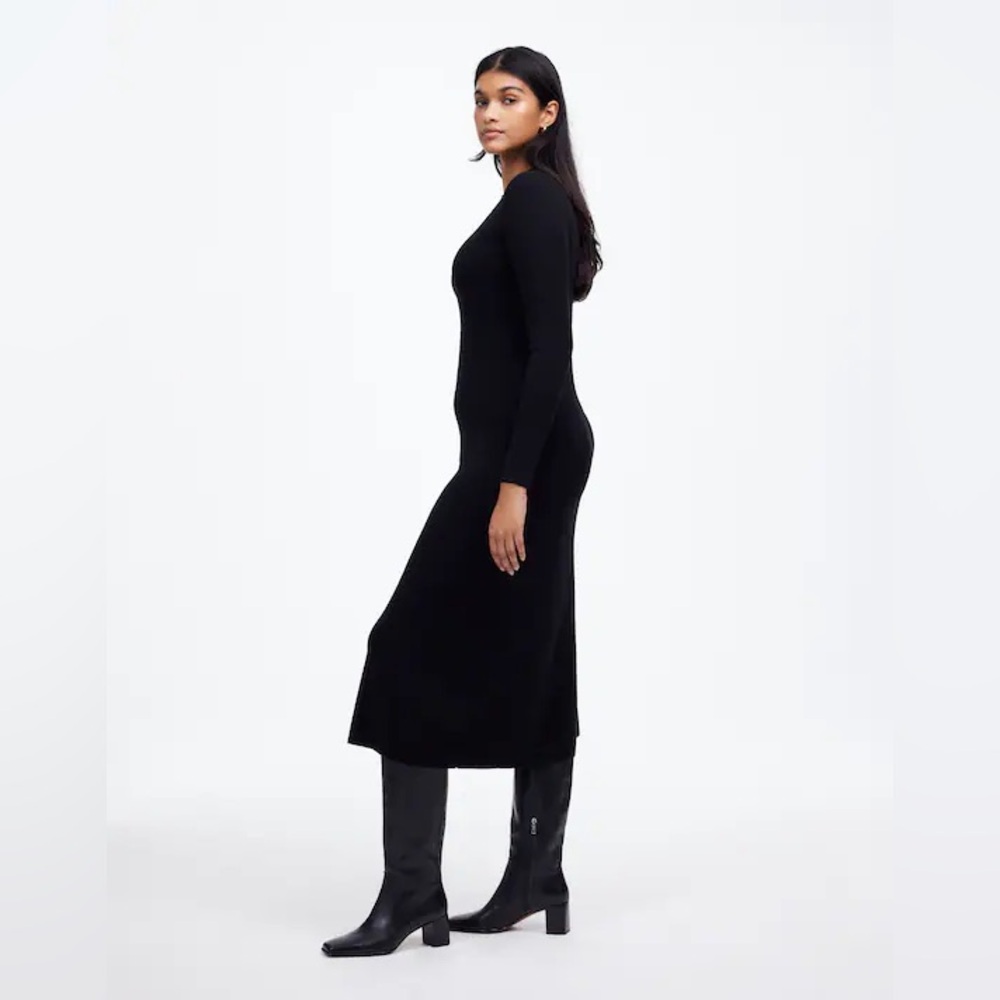 New Madewell Merino Wool Sweater Maxi Dress Black Size XS - Picture 3 of 15